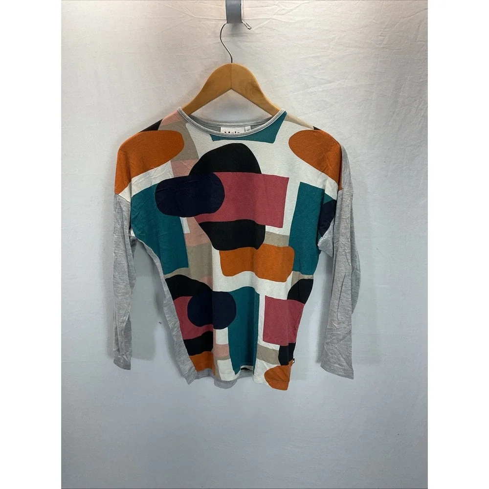 Lot of 2 Molo Tops Sz 11/12 Long Sleeve Jersey T Knit Sweater Art Striped Wool